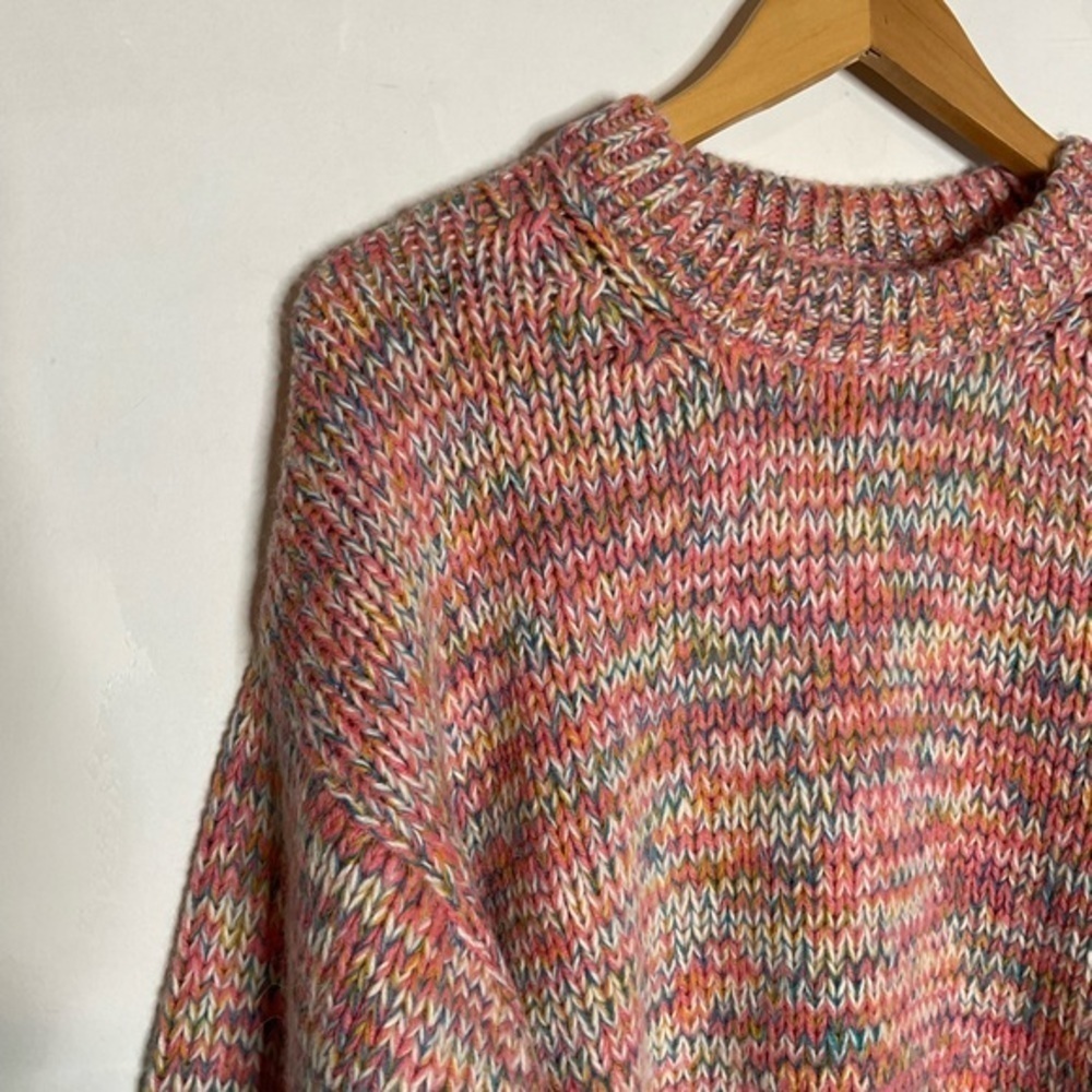NWT Velvet by Graham & Spencer Trix Multicolored Chunky Knit Crewneck Sweater XL